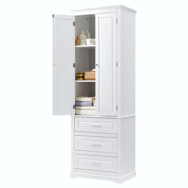 Hoher Badezimmerschrank mit drei Schubladen