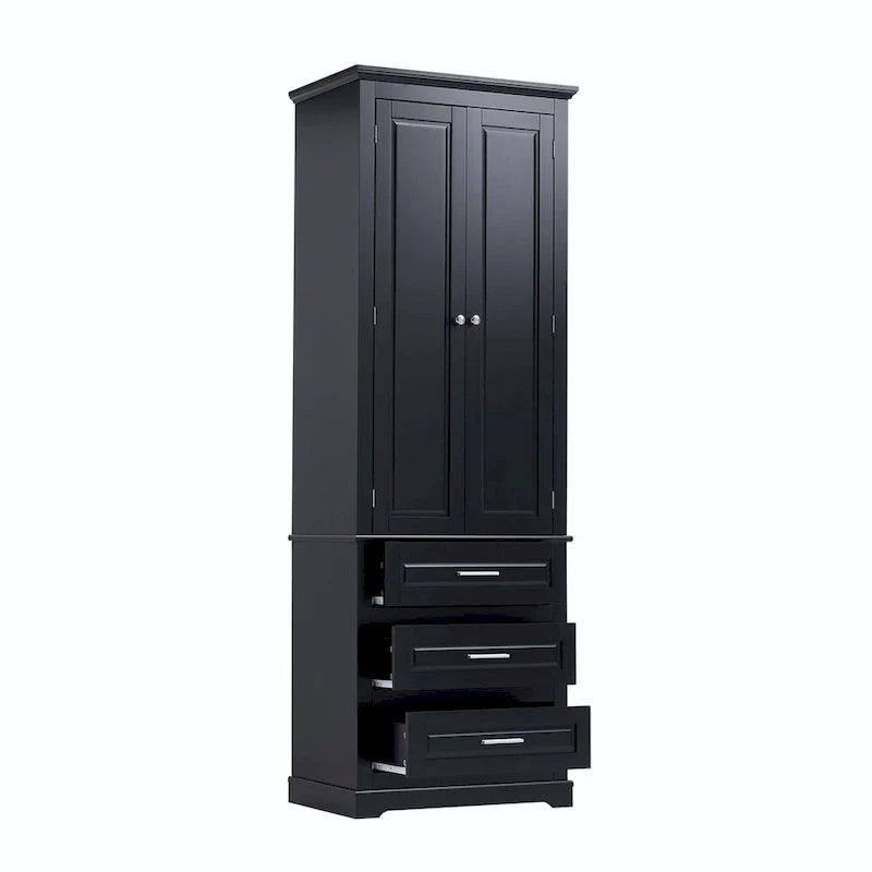 Hoher Badezimmerschrank mit drei Schubladen