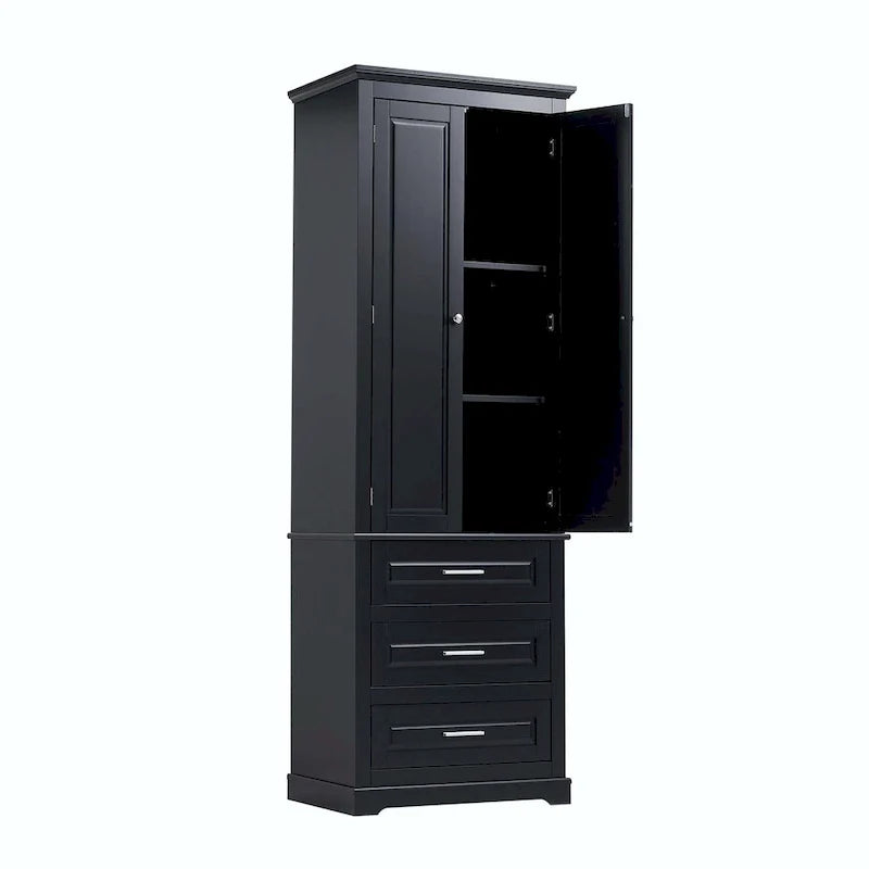 Hoher Badezimmerschrank mit drei Schubladen