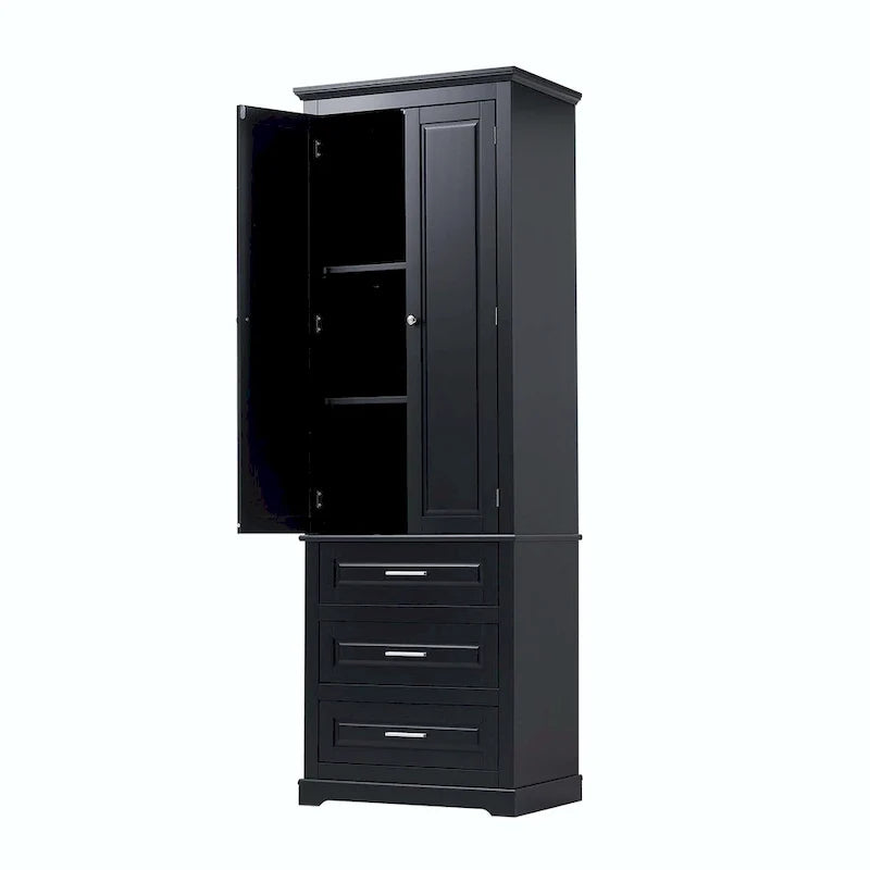 Hoher Badezimmerschrank mit drei Schubladen