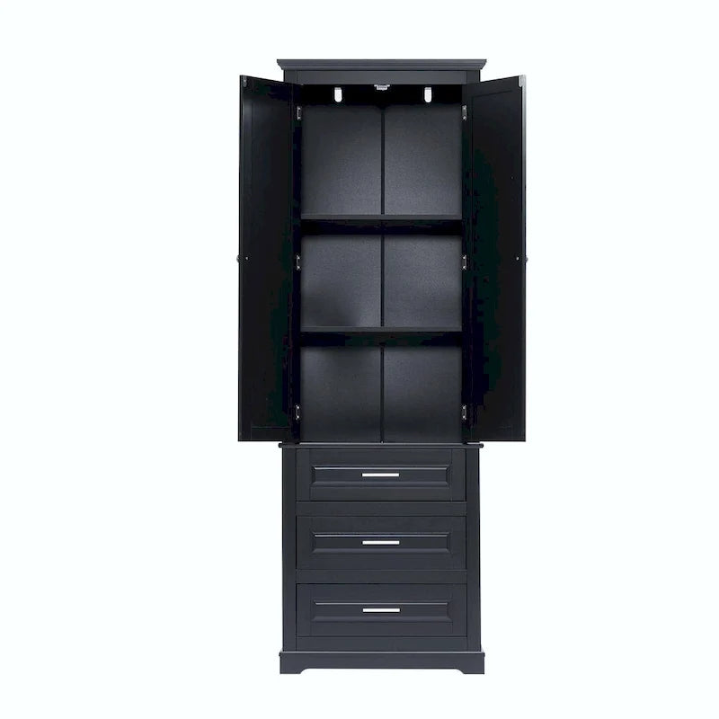 Hoher Badezimmerschrank mit drei Schubladen