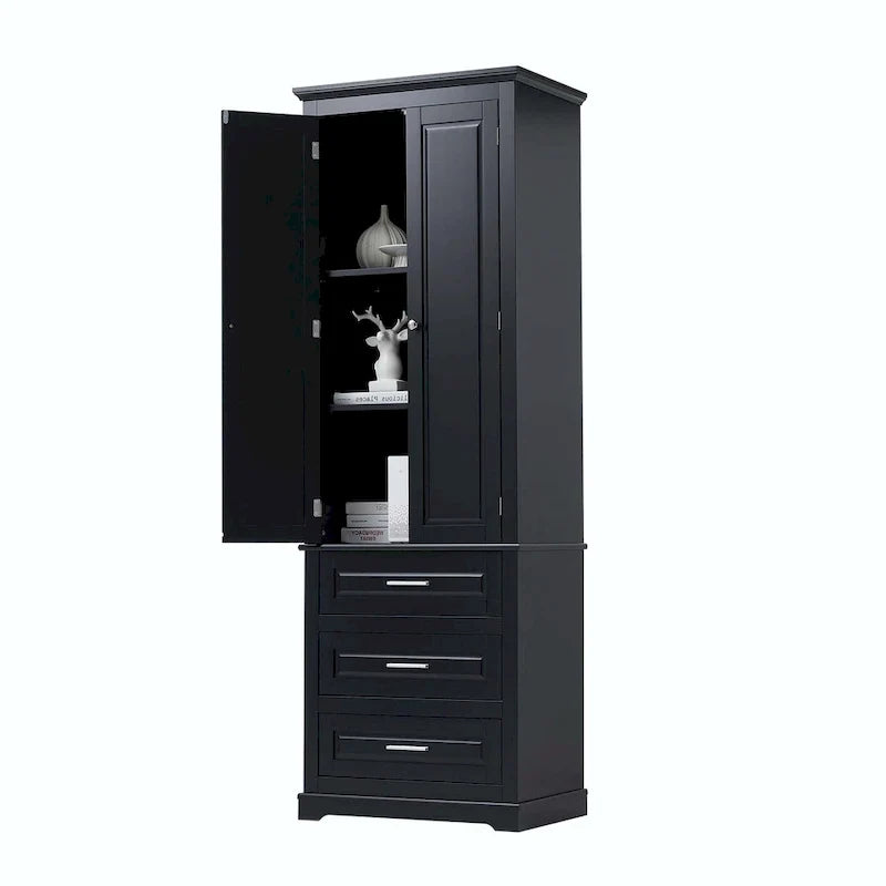Hoher Badezimmerschrank mit drei Schubladen