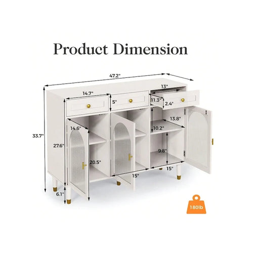 47.2 breites Sideboard mit 3 Schubladen