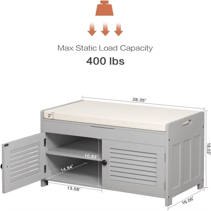 Banc de rangement à chaussures - 15.94D x 28.35W x 17.87H