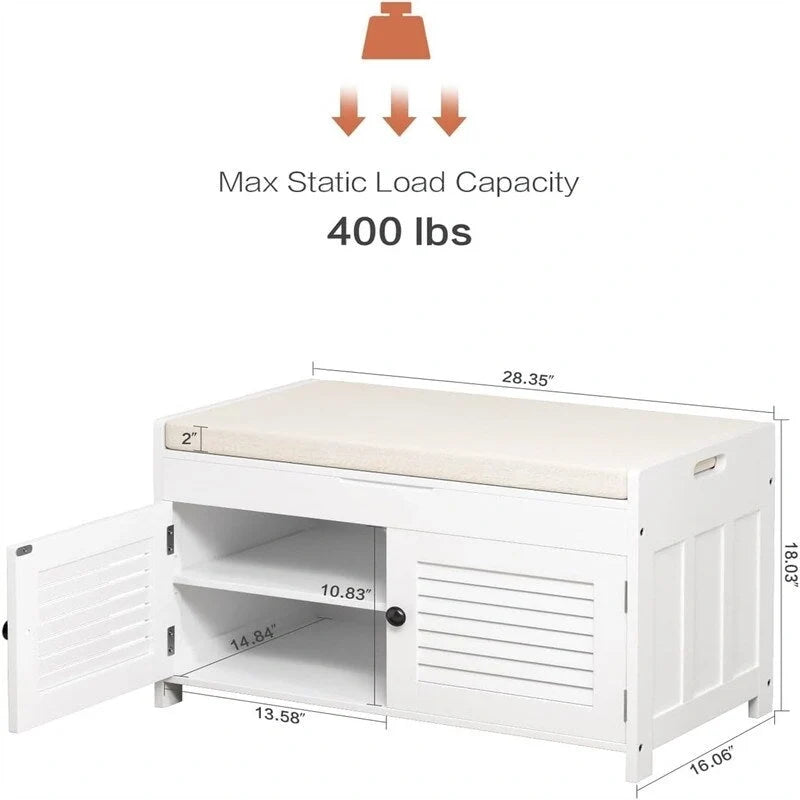 Banc de rangement à chaussures - 15.94D x 28.35W x 17.87H
