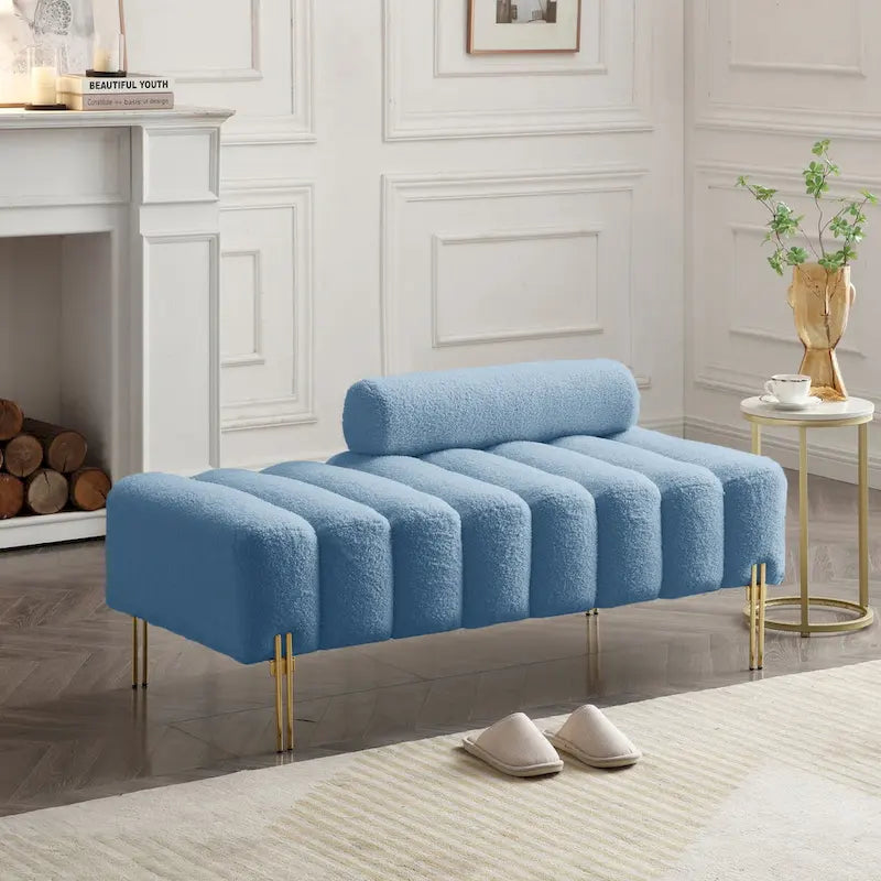 Banc moderne de 53.2 de large en tissu, canapé 2 places au bout du lit, pouf de couloir