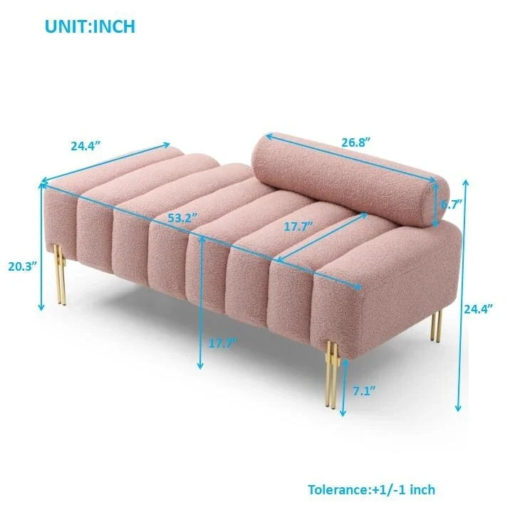 Banc moderne de 53.2 de large en tissu, canapé 2 places au bout du lit, pouf de couloir