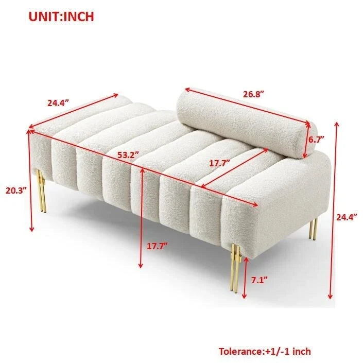 Banc moderne de 53.2 de large en tissu, canapé 2 places au bout du lit, pouf de couloir
