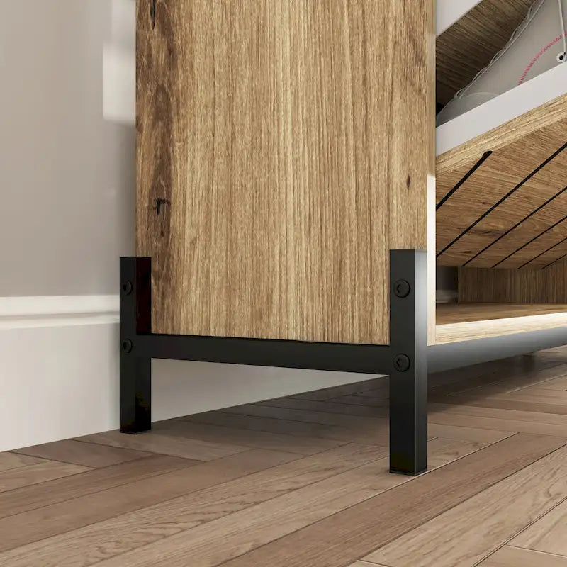 Zapatero con 3 cajones abatibles y estantes abiertos, zapatero moderno y estrecho para la entrada, zapatero oculto y angosto