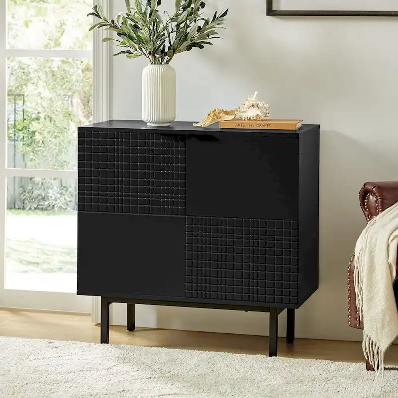 Aparador decorativo alto de 30 con 2 puertas y patas de metal
