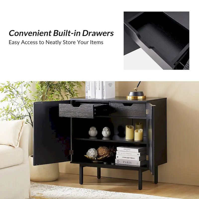Aparador decorativo alto de 30 con 2 puertas y patas de metal