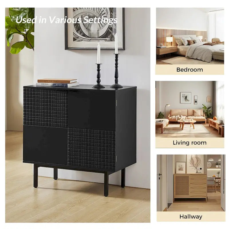 Aparador decorativo alto de 30 con 2 puertas y patas de metal