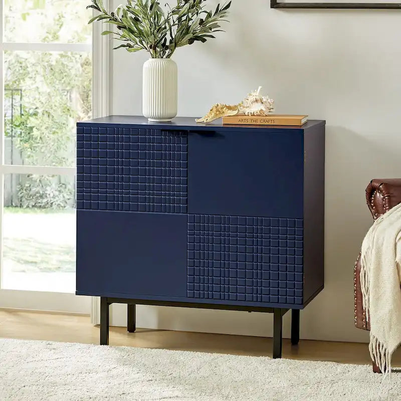 Aparador decorativo alto de 30 con 2 puertas y patas de metal