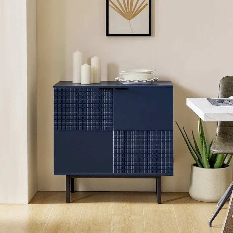 Aparador decorativo alto de 30 con 2 puertas y patas de metal