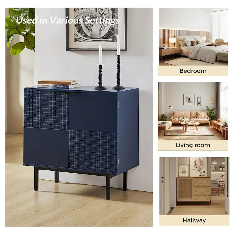 Aparador decorativo alto de 30 con 2 puertas y patas de metal