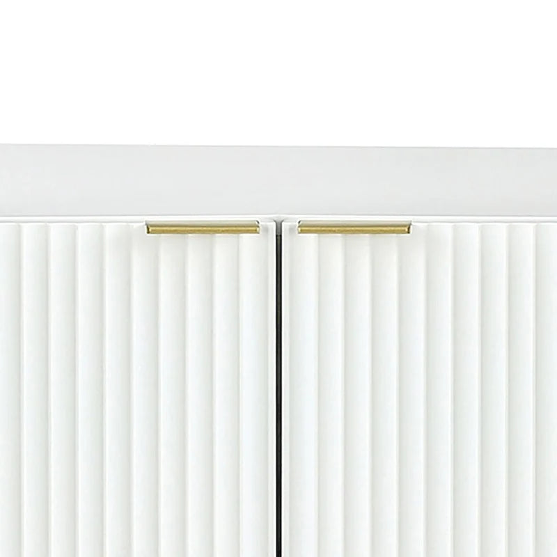 Aparador horizontal moderno y minimalista con patas y tiradores de metal dorado