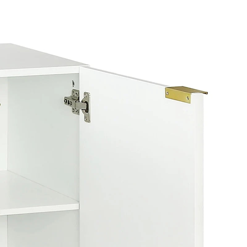 Aparador horizontal moderno y minimalista con patas y tiradores de metal dorado