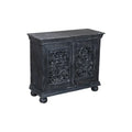 Luna Black Hand carved 2 Door Accent Cabinet