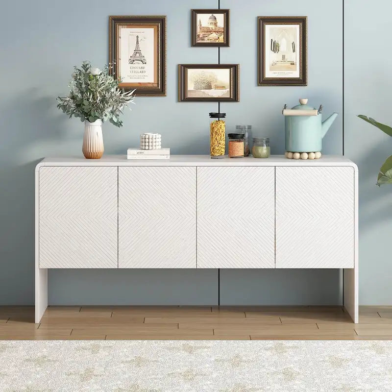 60 großer minimalistischer Aufbewahrungsschrank mit 4 Türen, Buffet/Sideboard