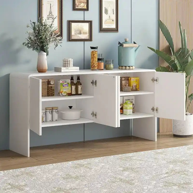 Amplio armario de almacenamiento de 60, de estilo minimalista, con 4 puertas; aparador/bufé