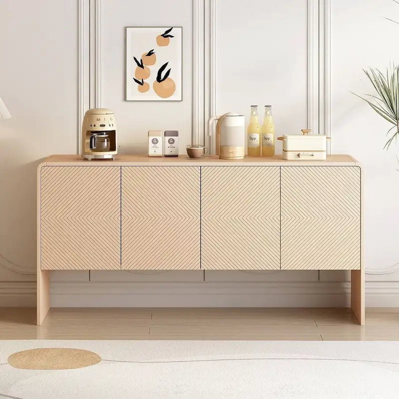 Amplio armario de almacenamiento de 60, de estilo minimalista, con 4 puertas; aparador/bufé