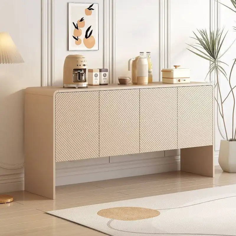 Amplio armario de almacenamiento de 60, de estilo minimalista, con 4 puertas; aparador/bufé