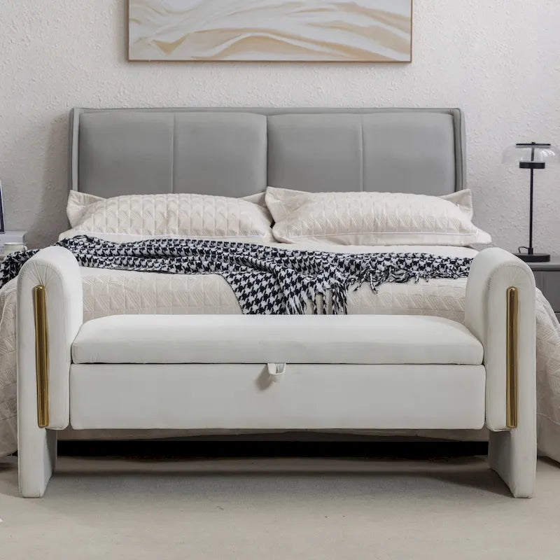 Banc de rangement en velours pour la chambre