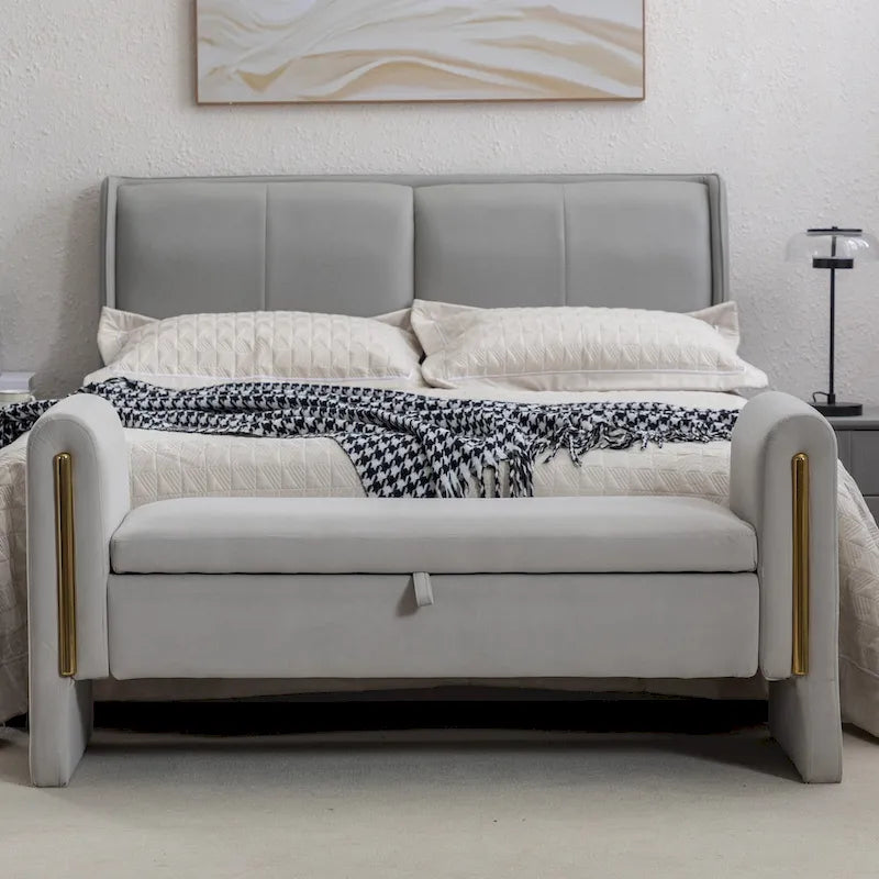 Banc de rangement en velours pour la chambre