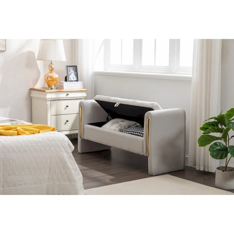 Banc de rangement en velours pour la chambre