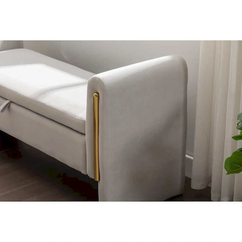 Banc de rangement en velours pour la chambre