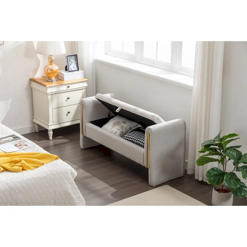 Banc de rangement en velours pour la chambre