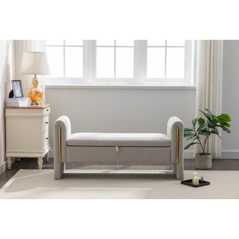 Banc de rangement en velours pour la chambre