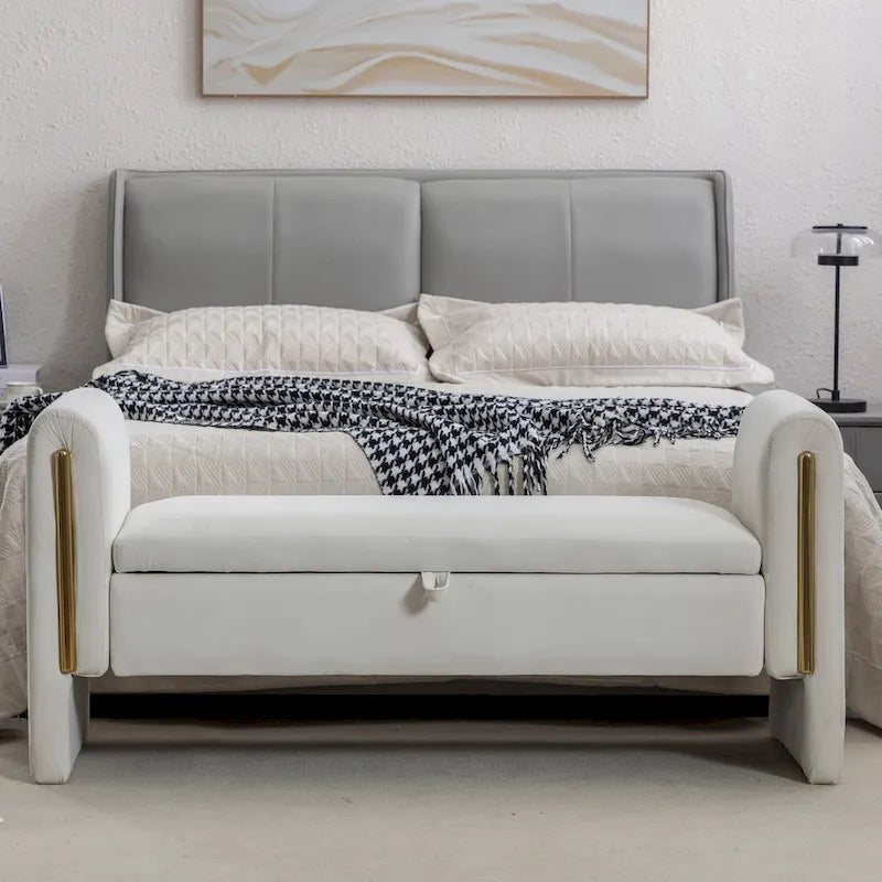 Banc de rangement en velours pour la chambre