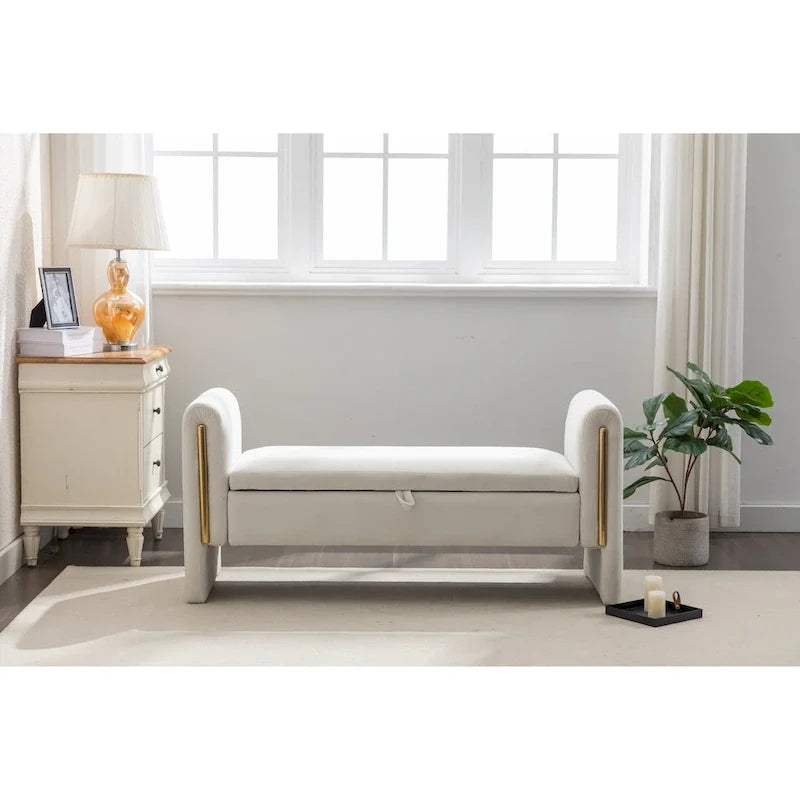 Banc de rangement en velours pour la chambre