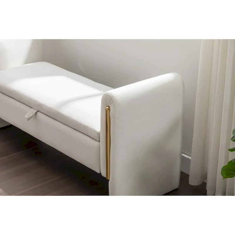 Banc de rangement en velours pour la chambre