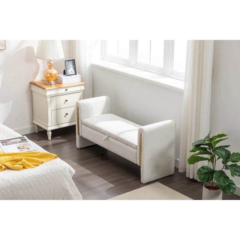 Banc de rangement en velours pour la chambre
