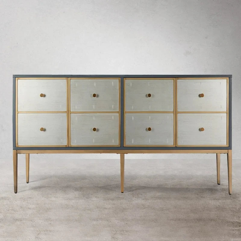 Vintage-Akzentkommode im Mid-Century-Modern-Stil mit 4 Türen und mehreren Fächern, Schlafzimmer-Sideboard - 59.1 inches