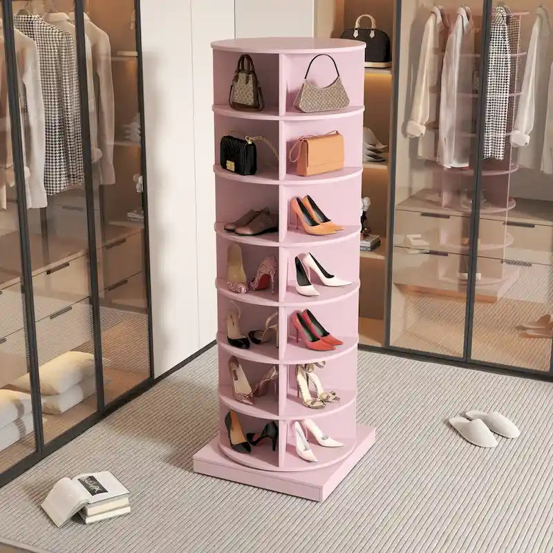 Um 360° drehbarer Schuhschrank mit 7 Ebenen für bis zu 28 Paar Schuhe
