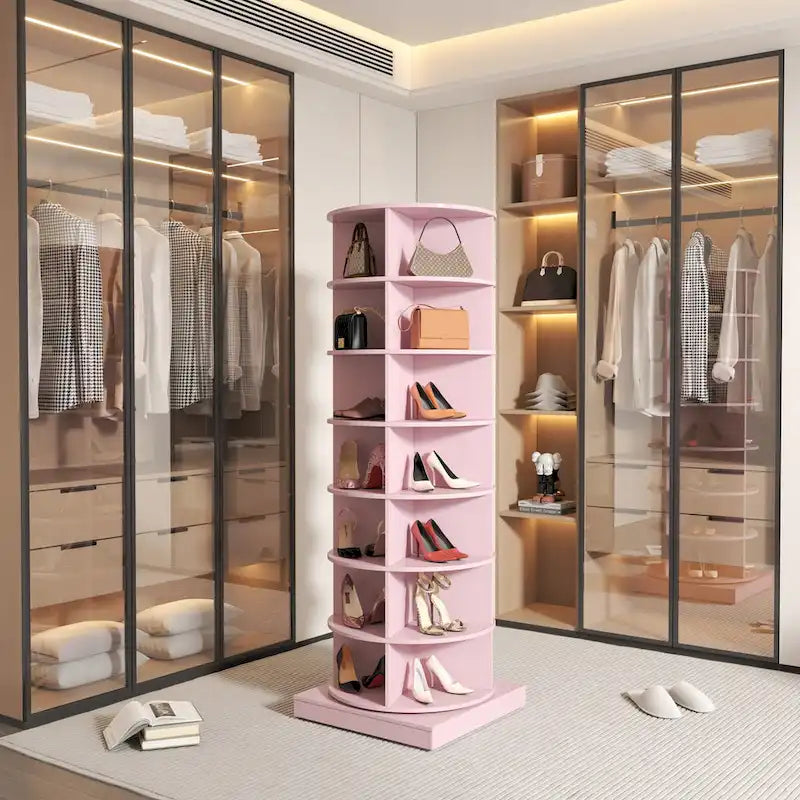 Um 360° drehbarer Schuhschrank mit 7 Ebenen für bis zu 28 Paar Schuhe