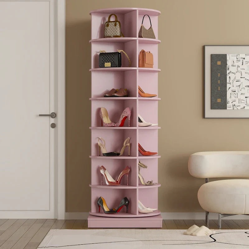 Um 360° drehbarer Schuhschrank mit 7 Ebenen für bis zu 28 Paar Schuhe