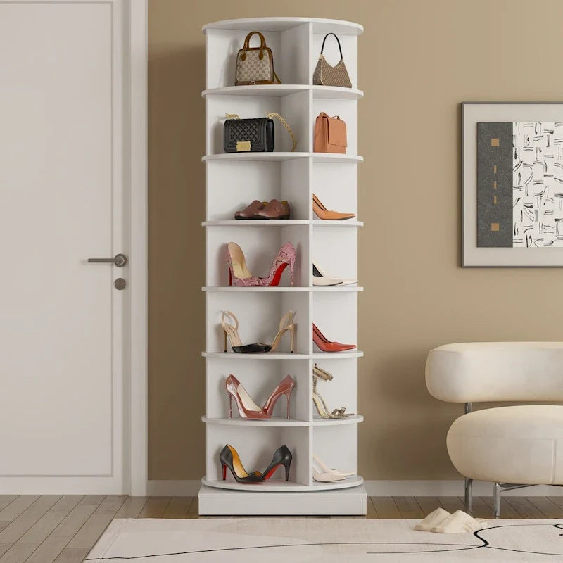 Um 360° drehbarer Schuhschrank mit 7 Ebenen für bis zu 28 Paar Schuhe