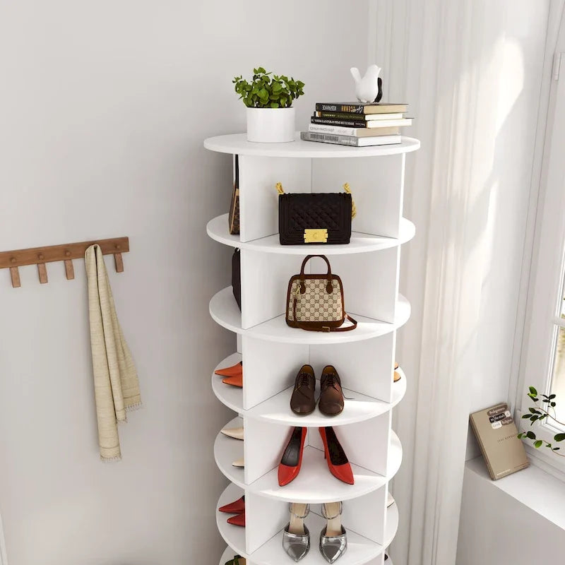 Um 360° drehbarer Schuhschrank mit 7 Ebenen für bis zu 28 Paar Schuhe