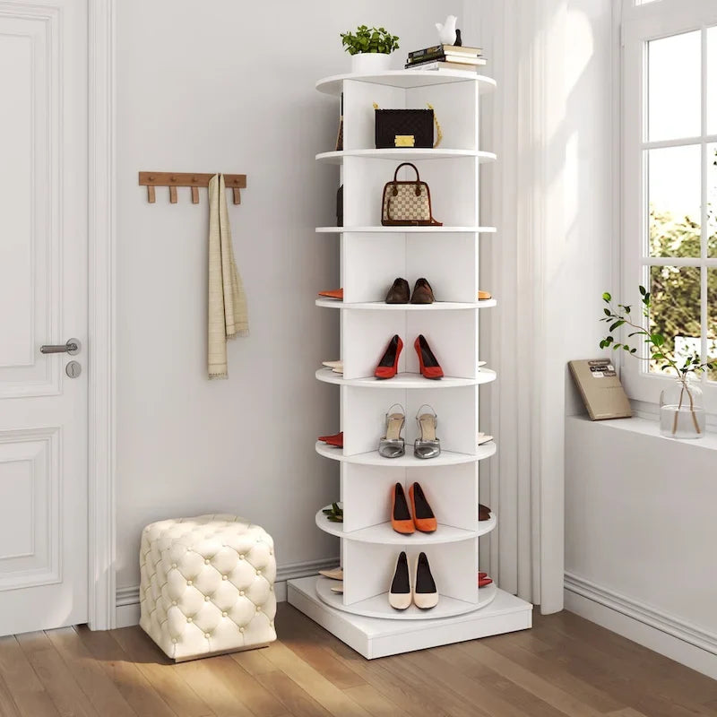 Um 360° drehbarer Schuhschrank mit 7 Ebenen für bis zu 28 Paar Schuhe