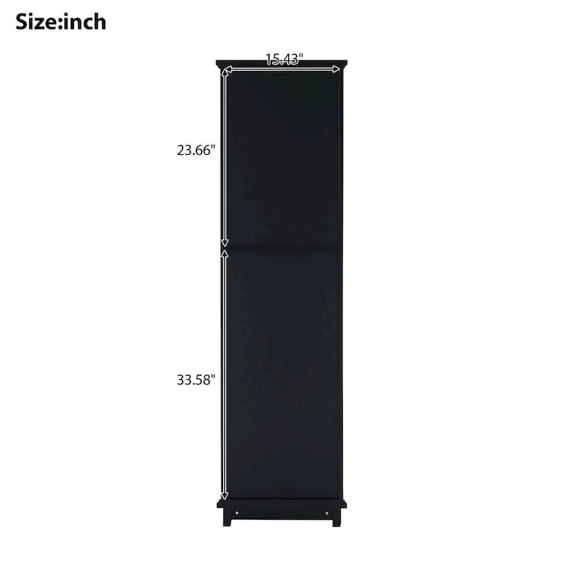 17.7 in. W x 14.2 in. Tiefe x 63 in. Höhe Wäscheschrank mit Glastür und zwei Schubladen