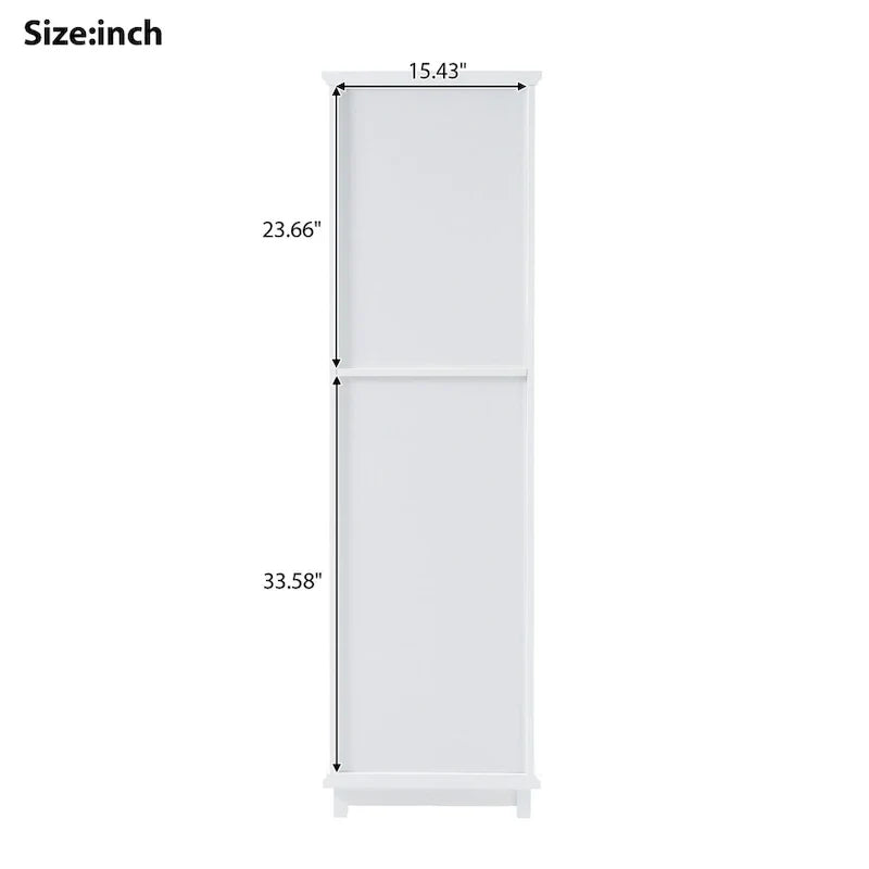 17.7 in. W x 14.2 in. Tiefe x 63 in. Höhe Wäscheschrank mit Glastür und zwei Schubladen