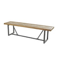 Banco de madera con base de metal negro - Marrón
