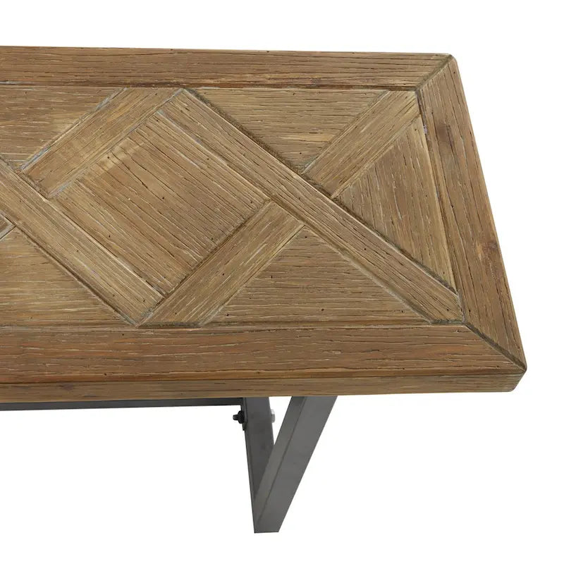 Banco de madera con base de metal negro - Marrón