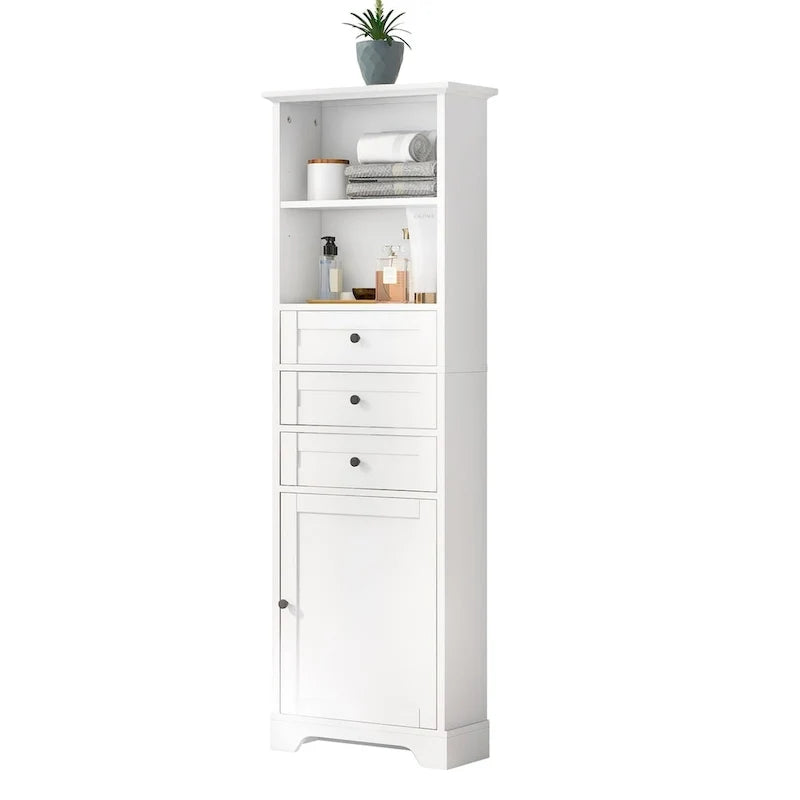 Armoire de rangement haute avec 3 tiroirs et étagères réglables